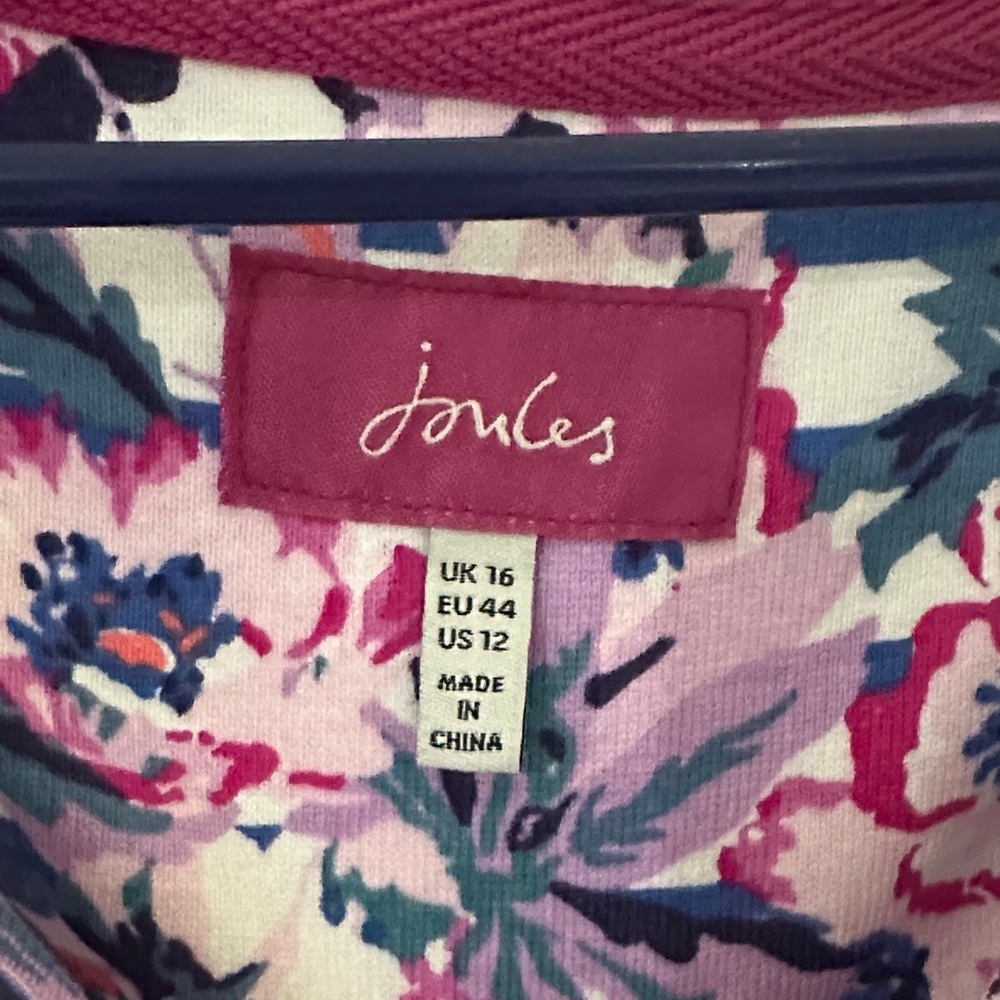 Joules Blue and Pink Floral Striped Mini Dress - Picture 4 of 6